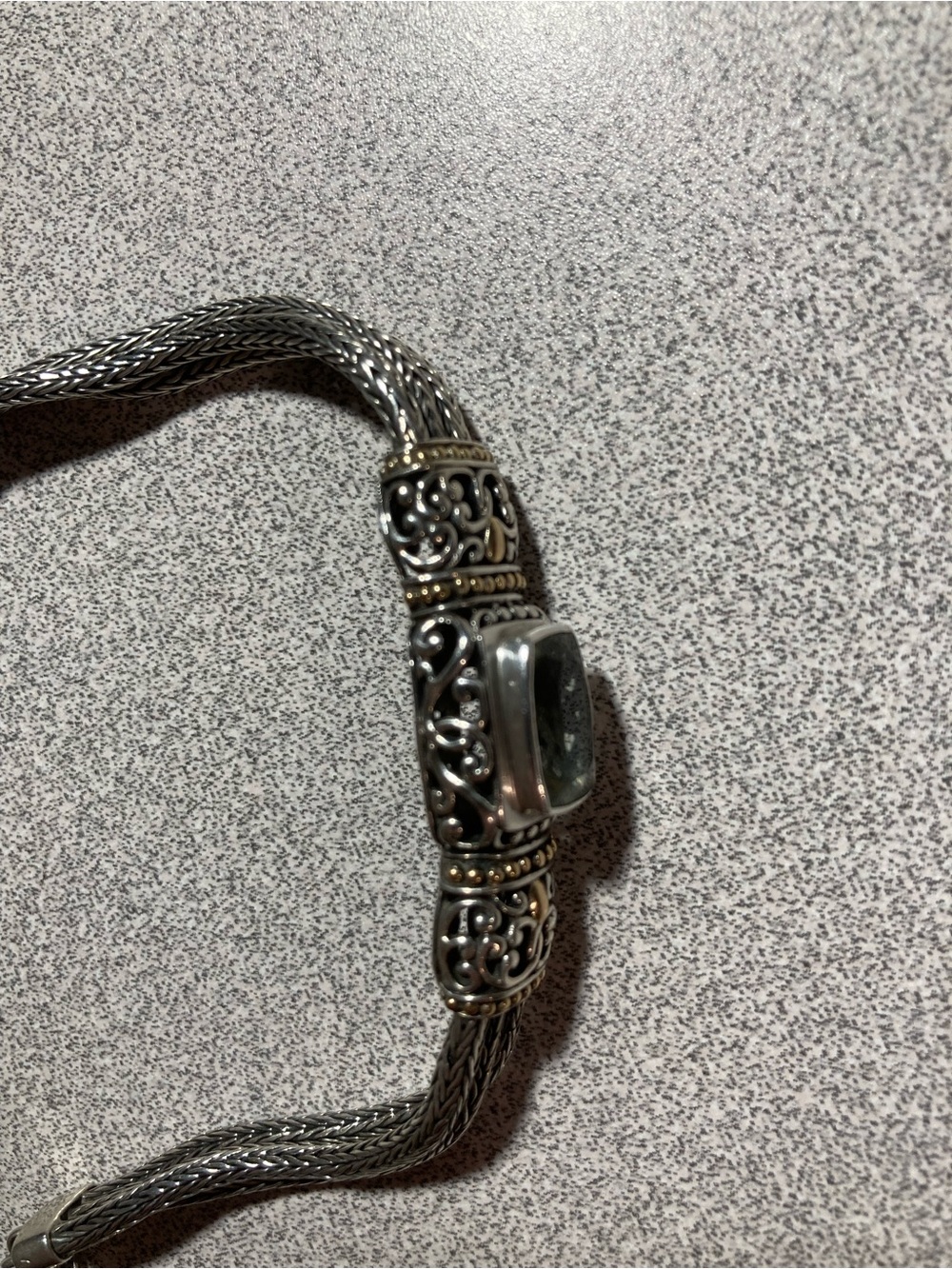 Sarda Vintage Sterling Silver & 18K Gold Bracelet With Prasiolite Stone EUC - Picture 8 of 11